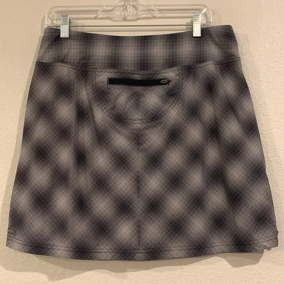 Athleta Tulum stretch nylon skirt skort navy gray plaid 8 - Picture 2 of 14